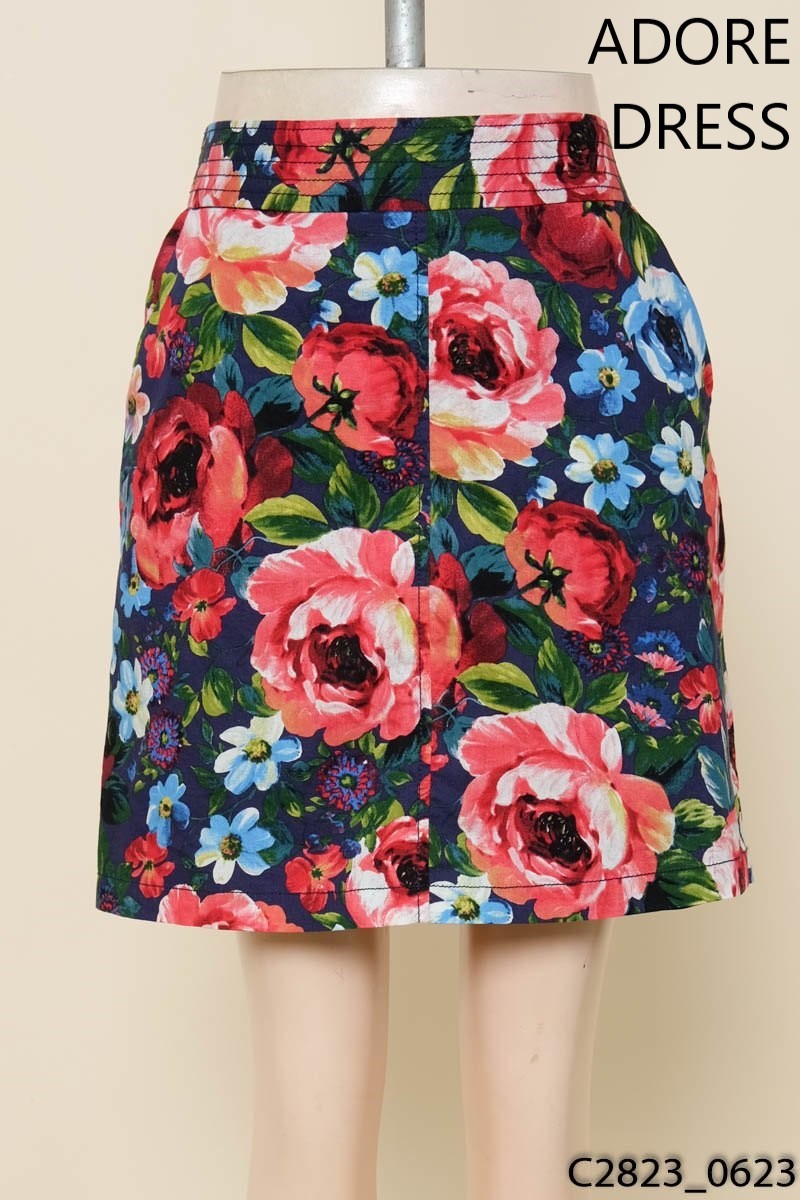 Chân váy hoa đỏ xanh Adore Dress