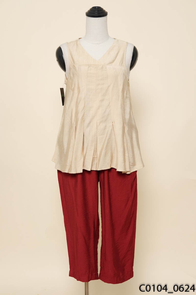 FREEDY - Set áo be quần đỏ