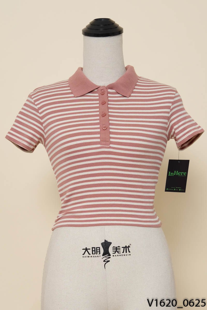 Áo hồng kẻ Pull Bear