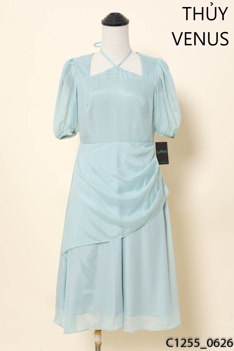 THỦY VENUS - Đầm xanh cộc tay New Tags