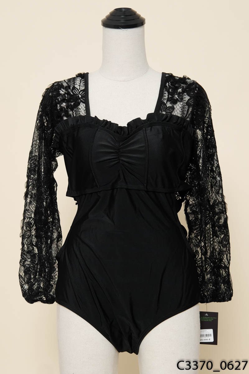 Monokini đen phối ren New Tags