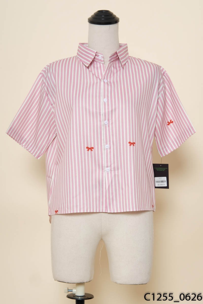 Áo sơ mi sọc hồng New Tags
