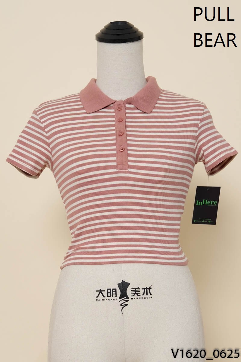 Áo hồng kẻ Pull Bear