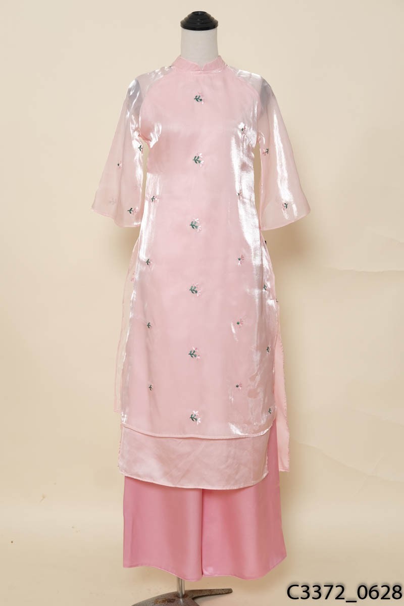 Set áo dài hồng