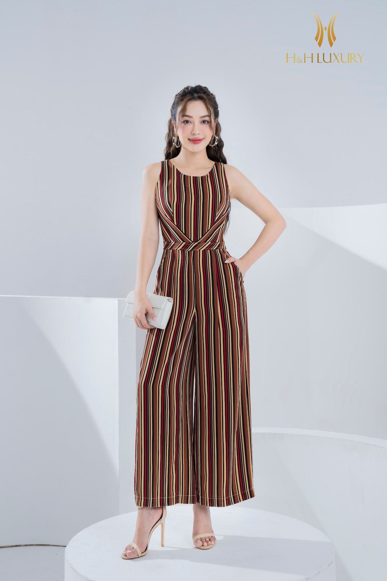 H&H LUXURY- Jumpsuit sọc màu