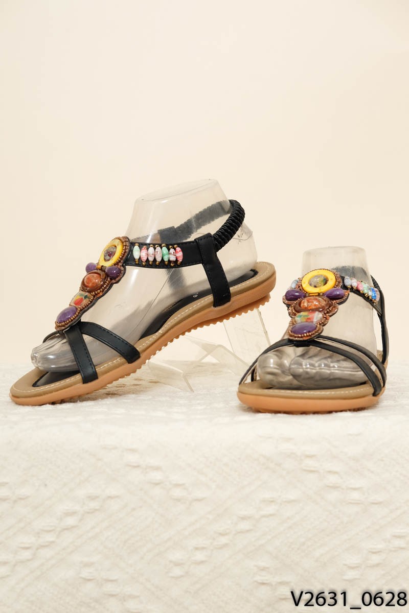SIKETU- Sandal quai đen /FULLBOX, NEW