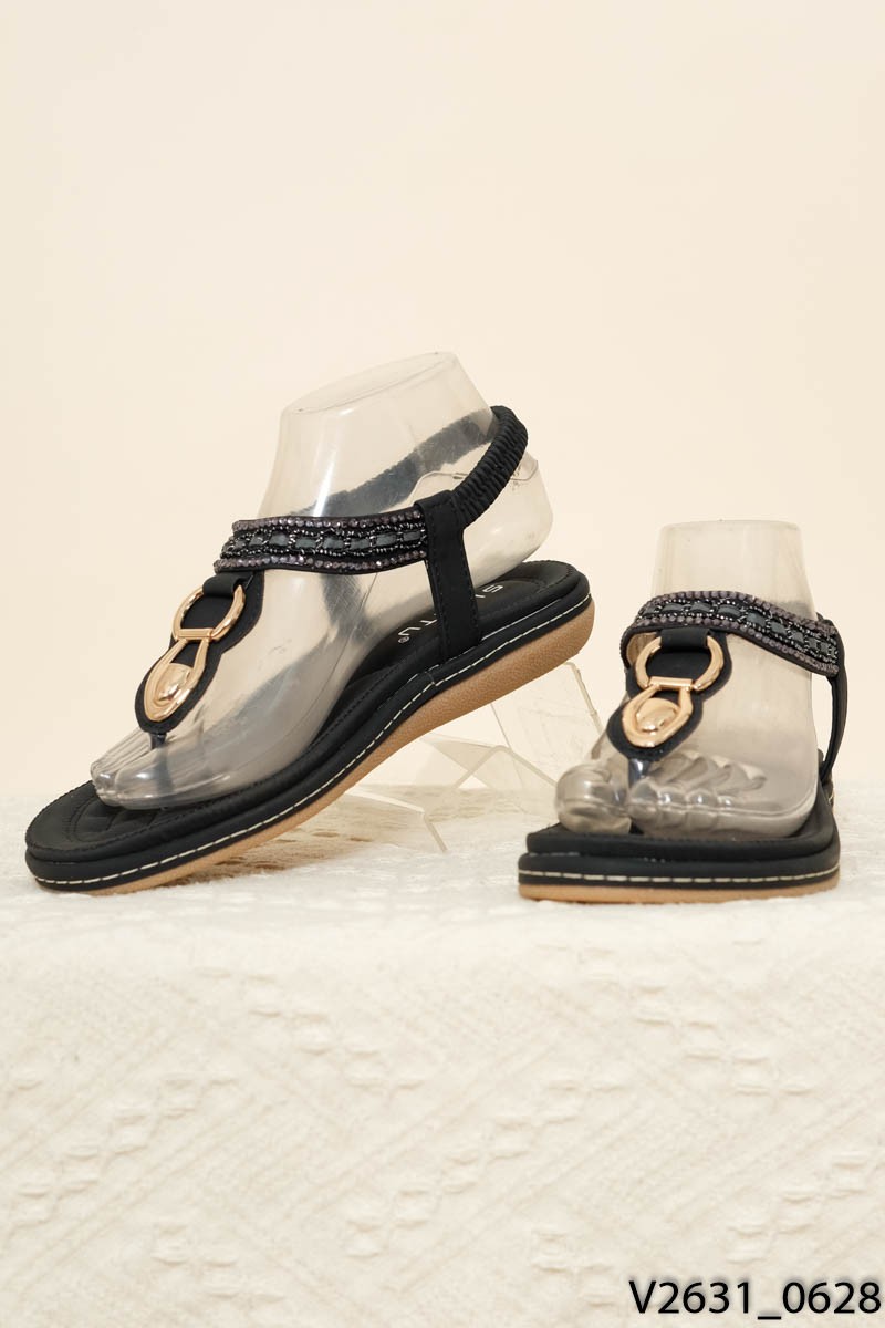 SIKETU- Sandal đen đính đá /FULLBOX, NEW