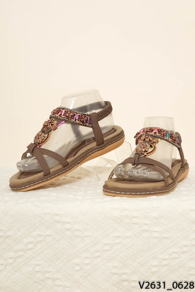 SIKETU- Sandal nâu đính đá /FULLBOX, NEW