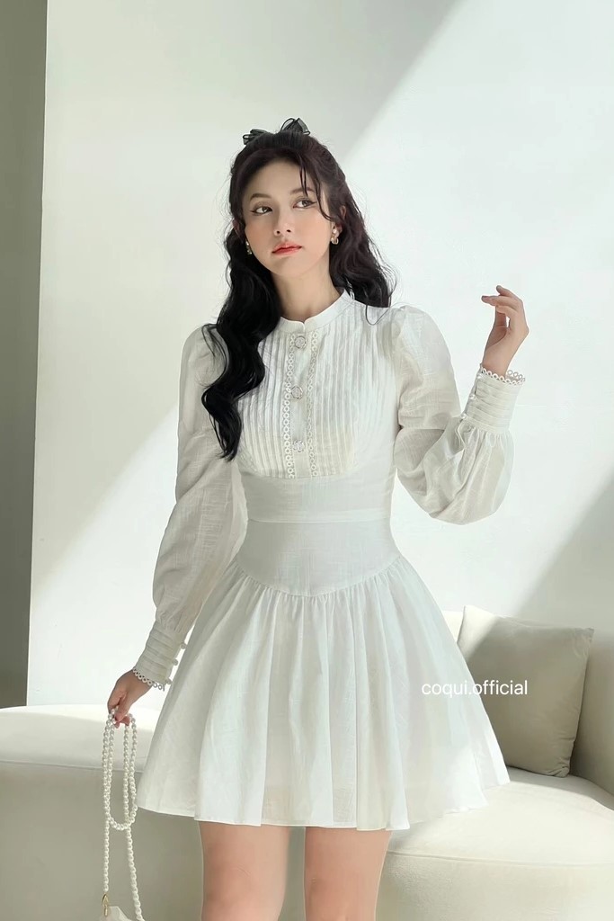 COQUI- Đầm trắng dài tay