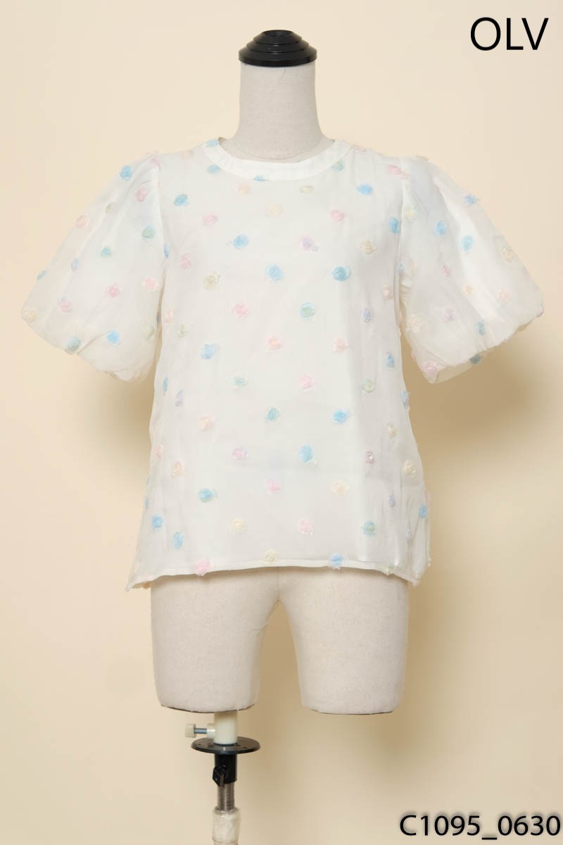 OLV BOUTIQUE-Áo be đính hoa nổi