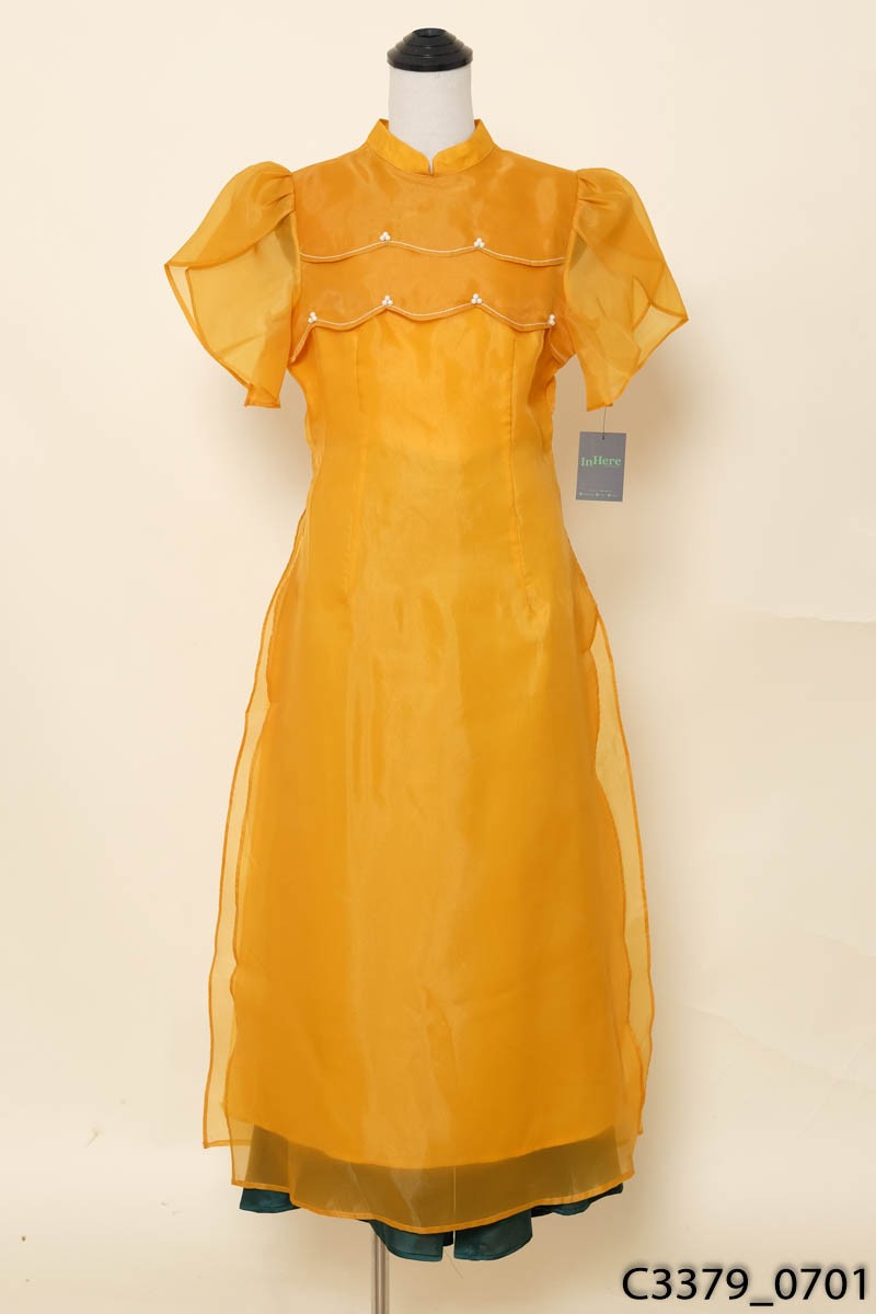 GIIAN- Set áo dài cam quần xanh New Tags