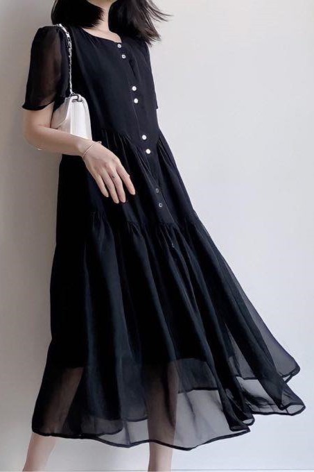 SHE BY ANN DAN- Đầm voan đen kèm lót
