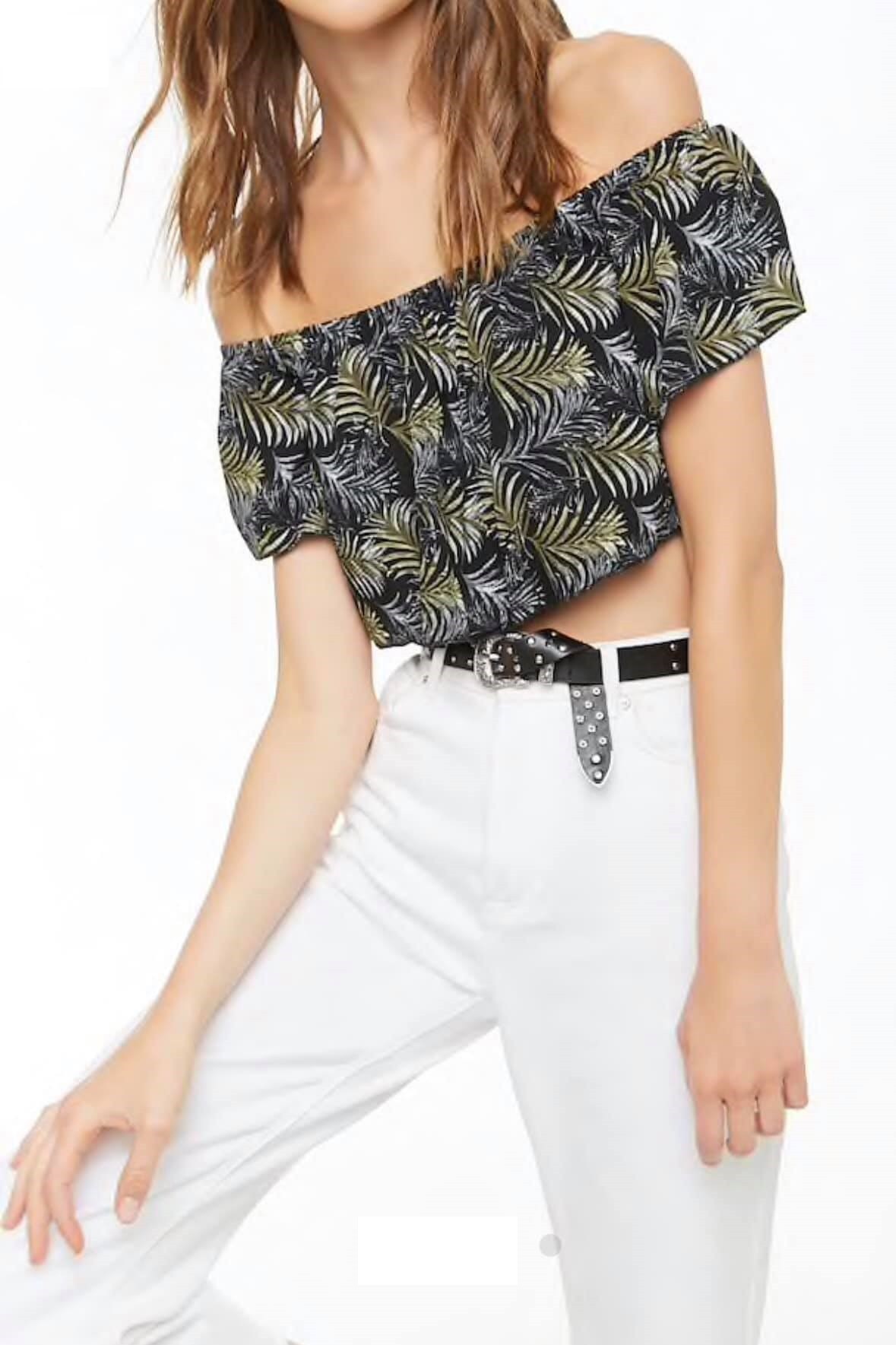 Áo kiểu đen lá Forever 21
