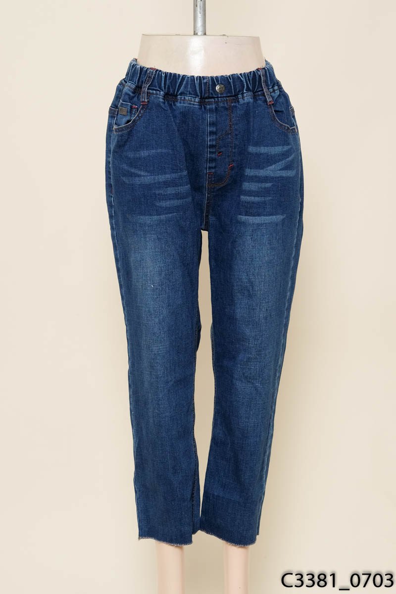 Quần jeans xanh eo chun