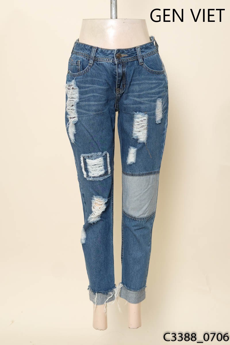 Quần jeans xanh rách Gen Viet