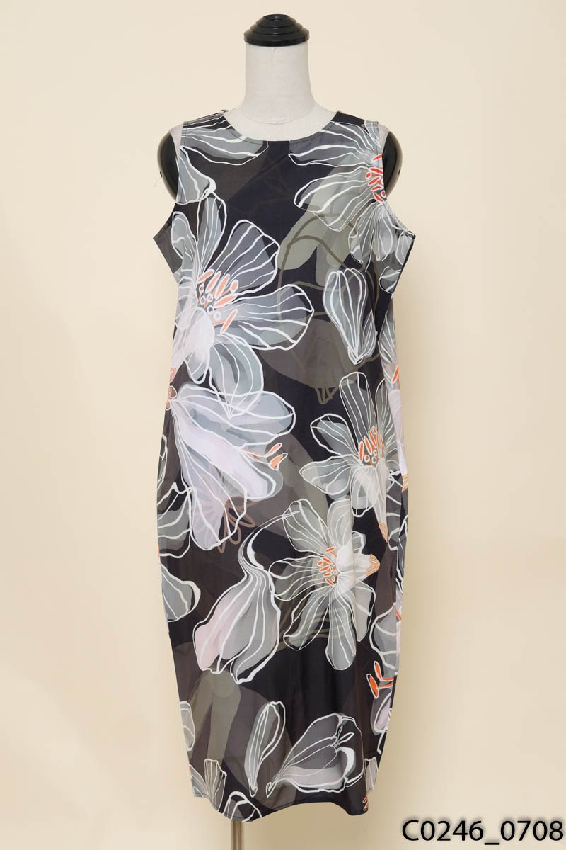 Đầm họa tiết xanh New Tags