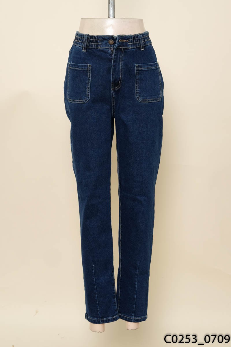 Quần jeans xanh eo chun