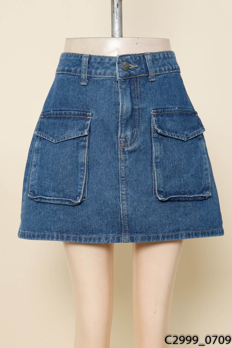 Chân váy jeans túi trước