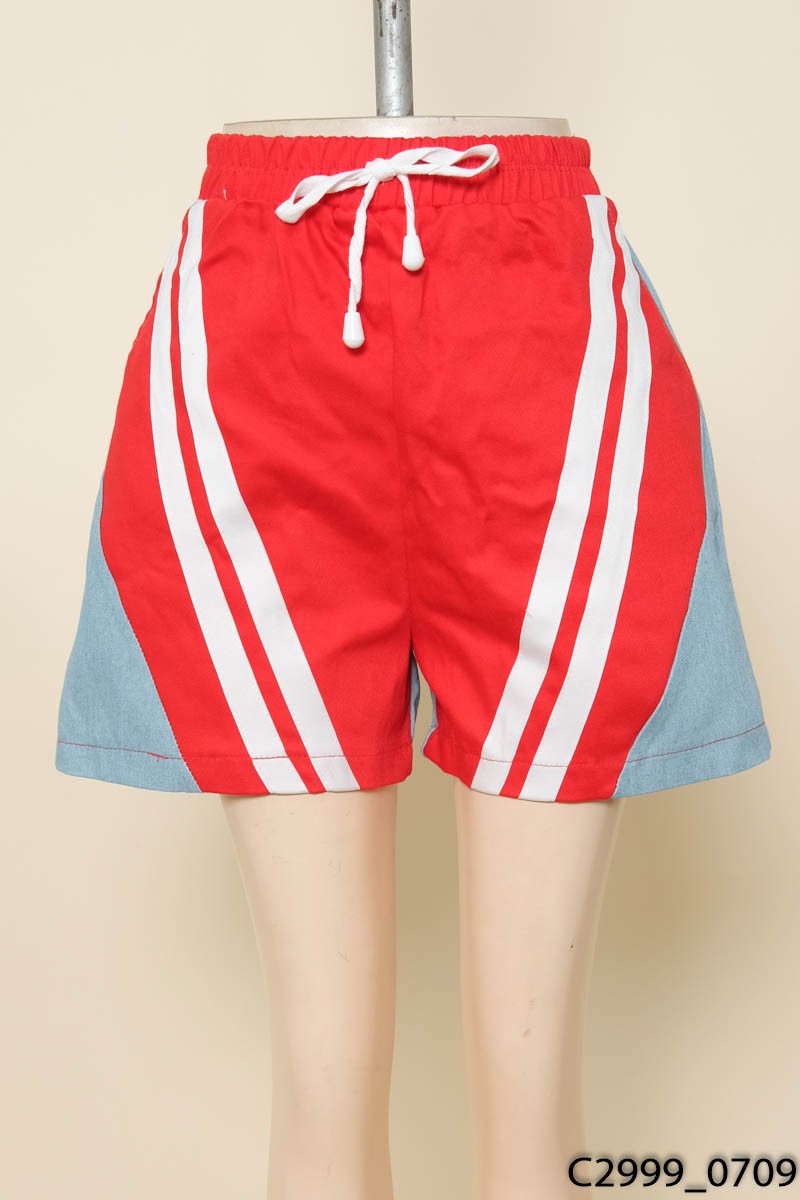 Quần short xanh mix đỏ