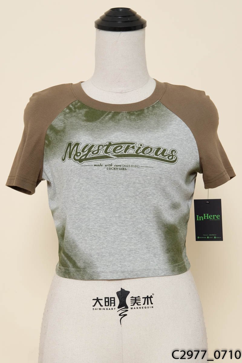 Áo croptop xanh xám