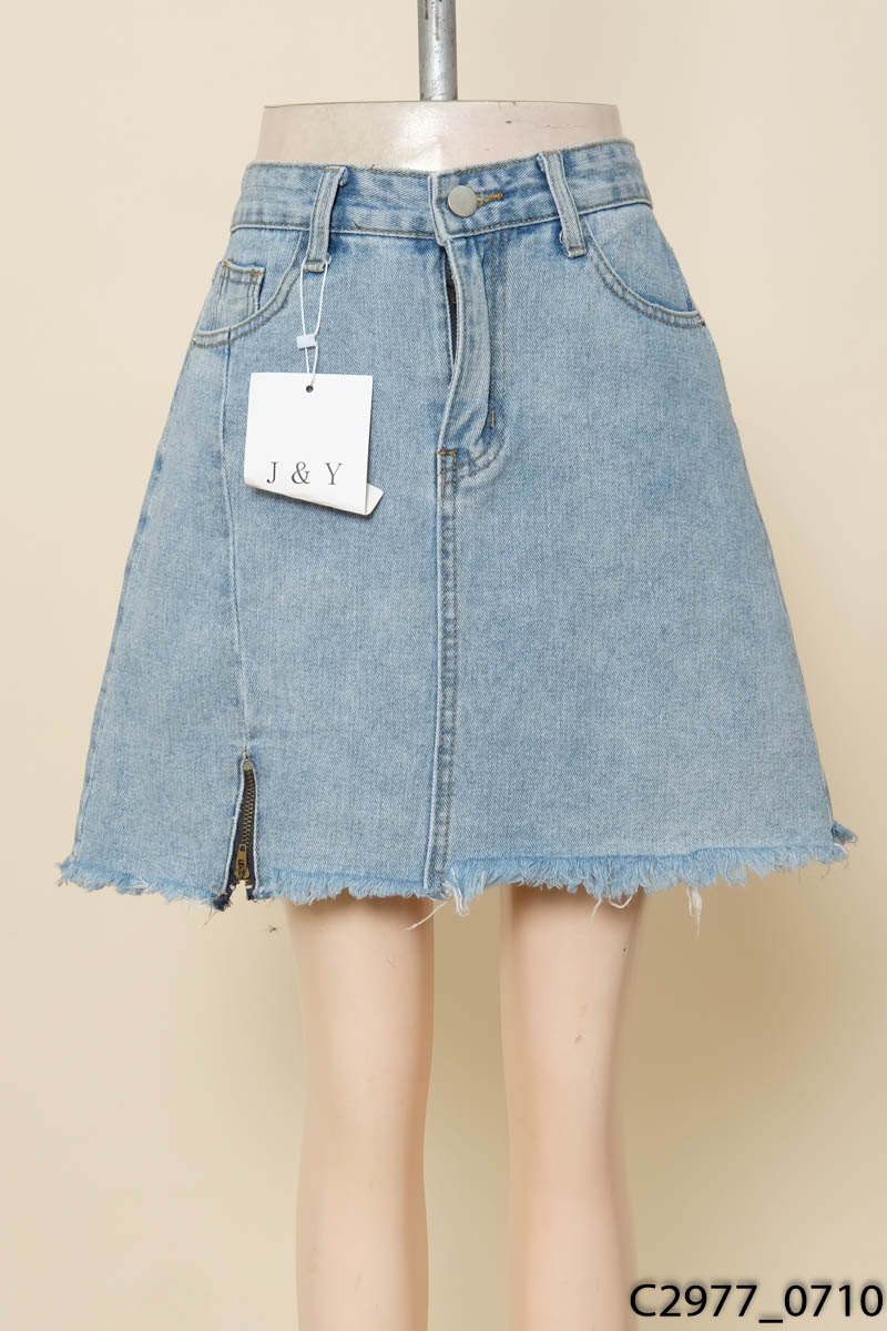 Chân váy xanh phối khóa New Tags