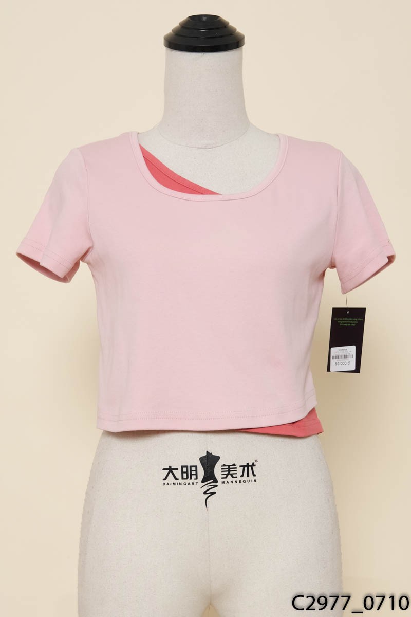 Áo croptop hồng cộc tay New Tags