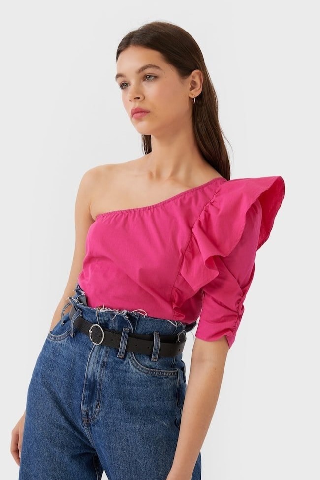 Áo kiểu hồng Stradivarius