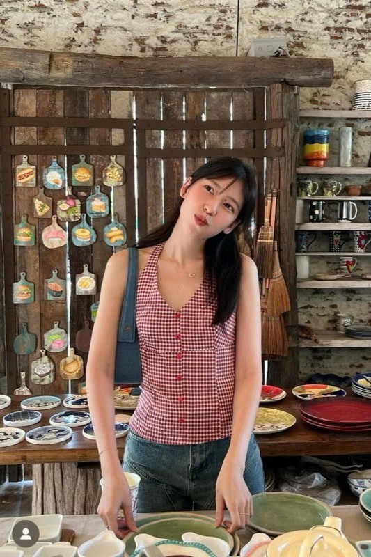 CHICABE - Áo caro đỏ