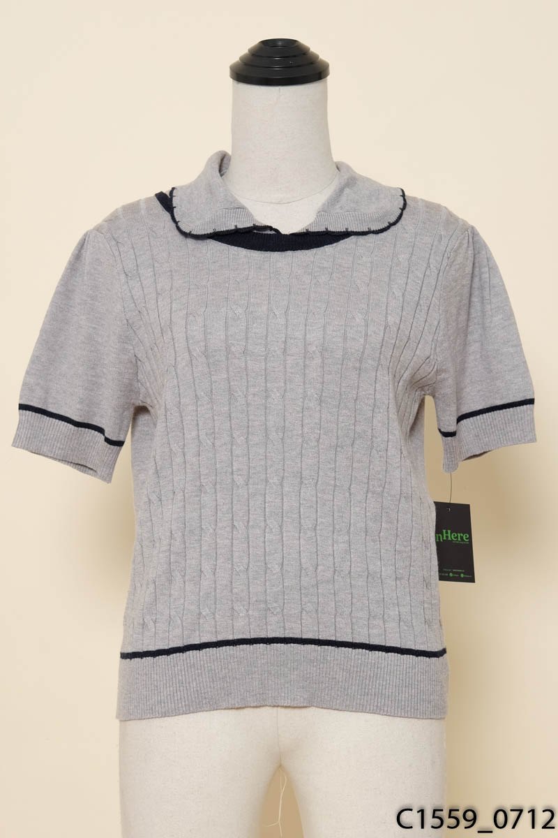 Áo len tím bèo cổ