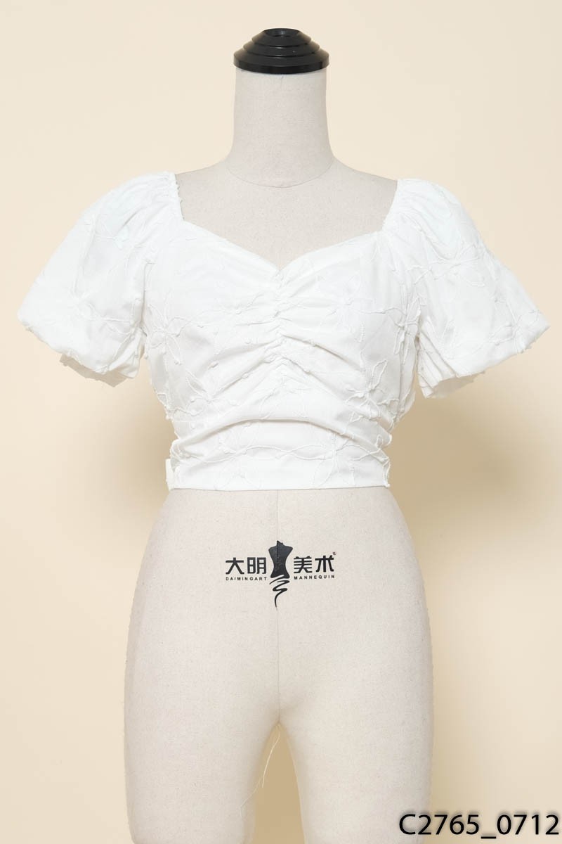 Áo croptop trắng tay bồng