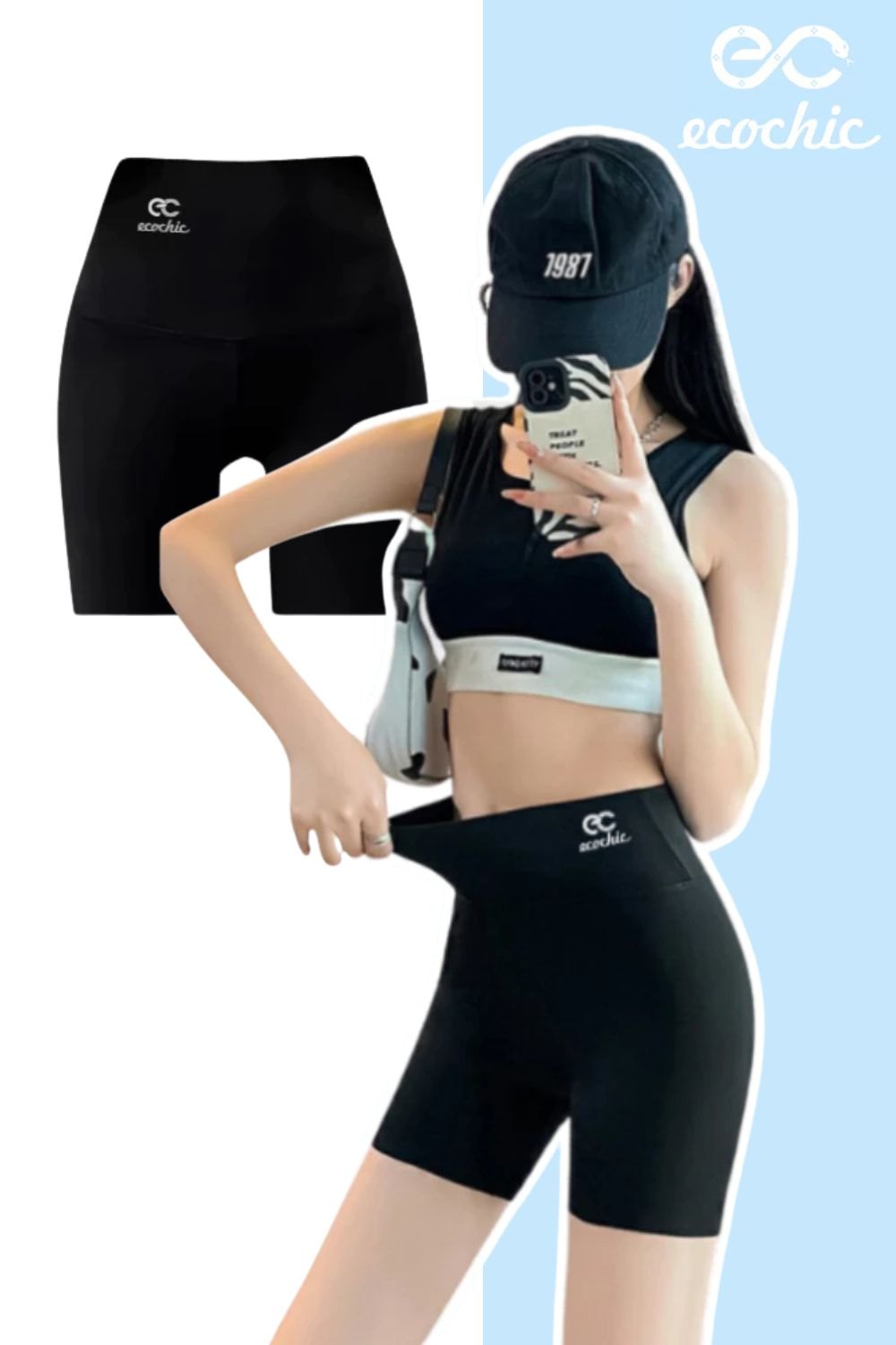 ECOCHIC- Quần legging đùi đen