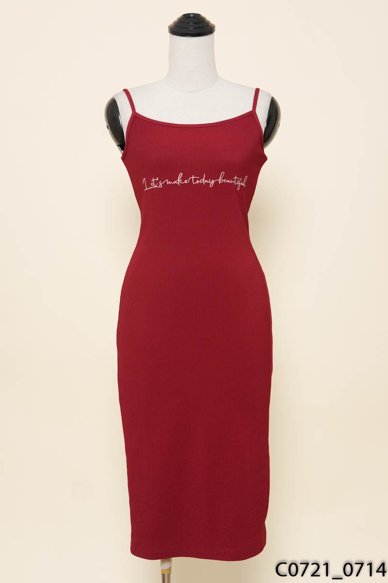 Đầm 2 dây đỏ chữ thêu Adore Dress