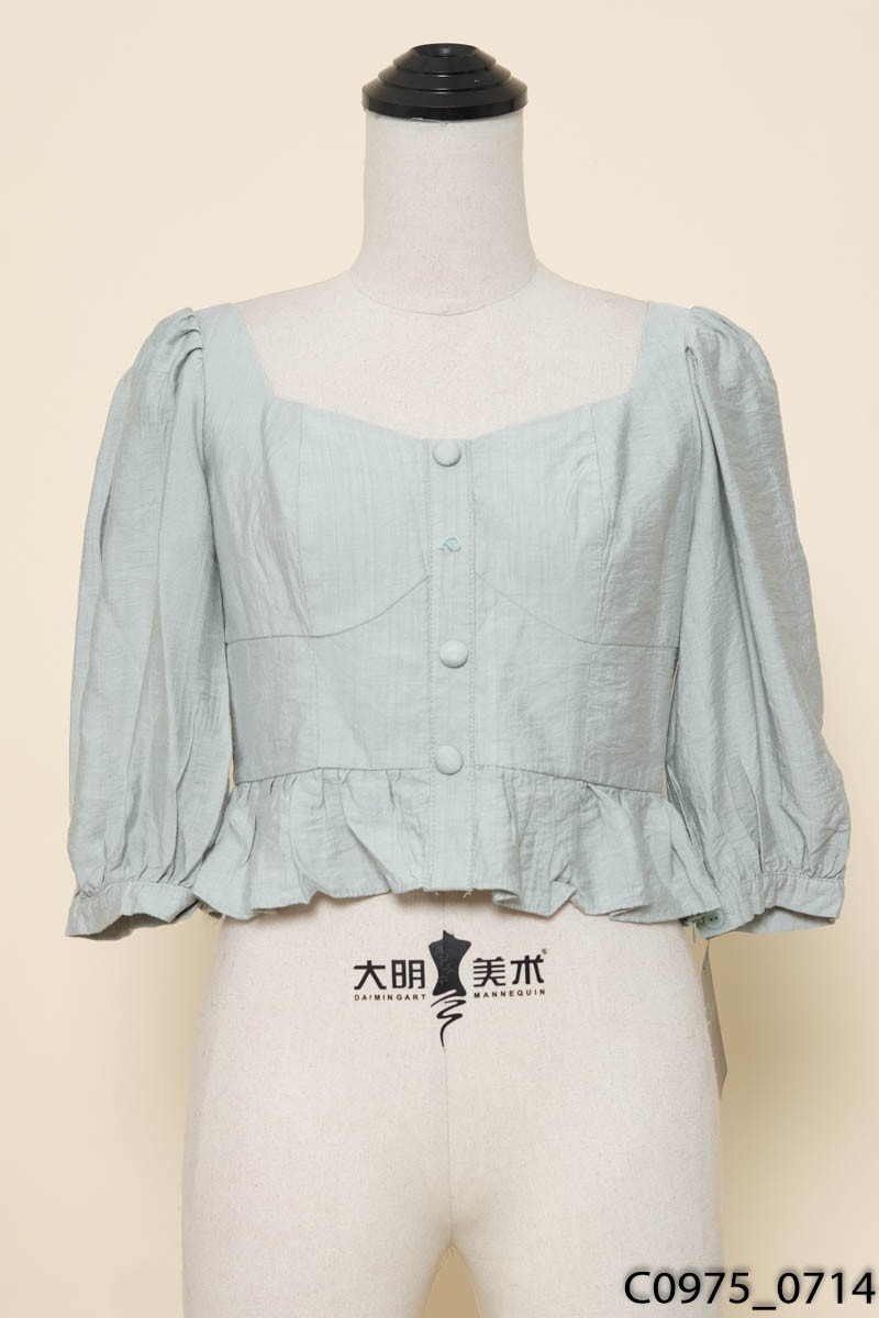 JOON DESIGN - Áo xanh cúc bọc