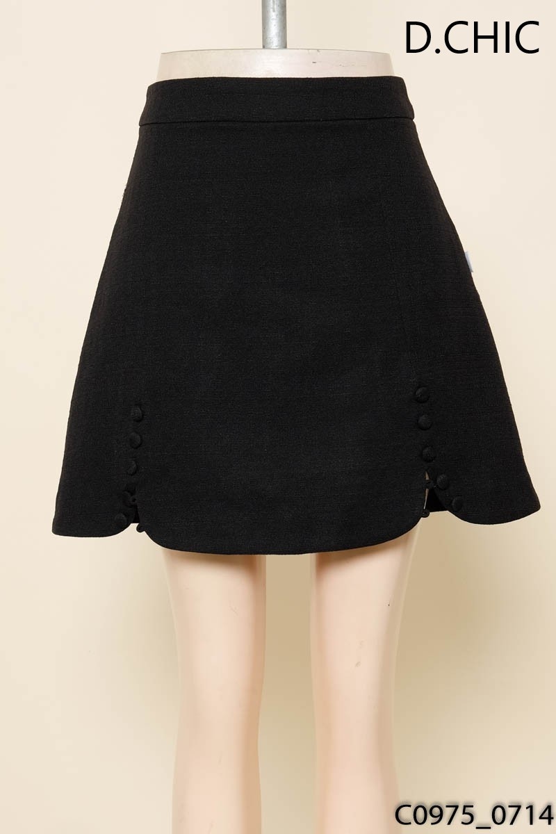 Chân váy đen cúc bọc D.Chic
