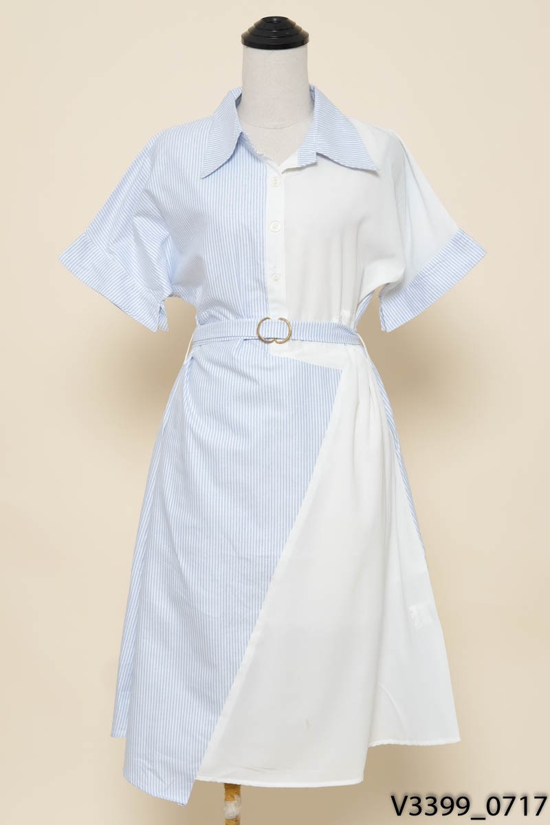 TREND FACTORY- Đầm trắng kẻ xanh New Tags