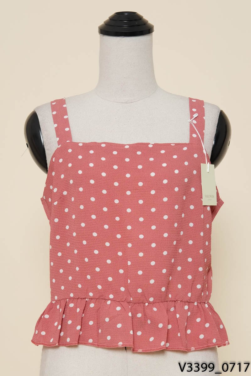 VALENCIA JUNIOR- Áo 2 dây hồng chấm bi New Tags
