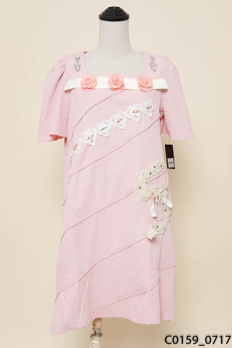 Đầm hồng đính hoa New Tags