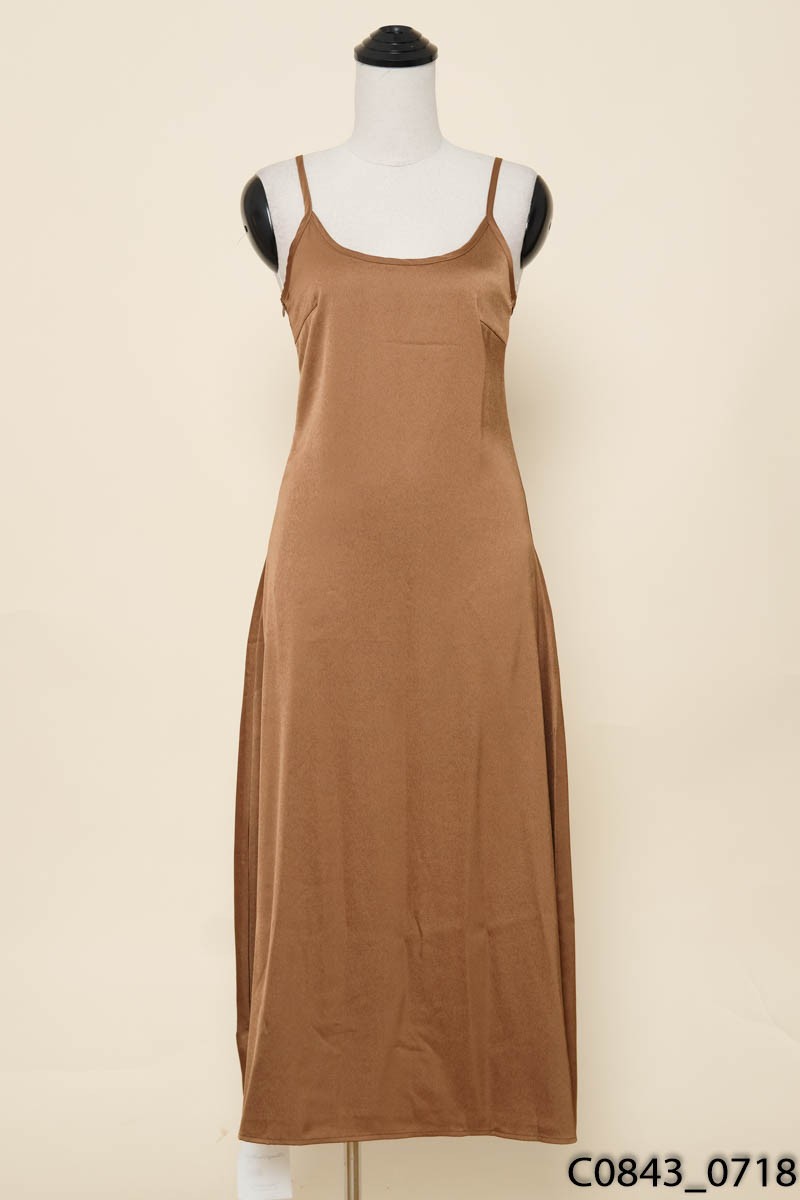 Đầm hai dây nâu New Tags