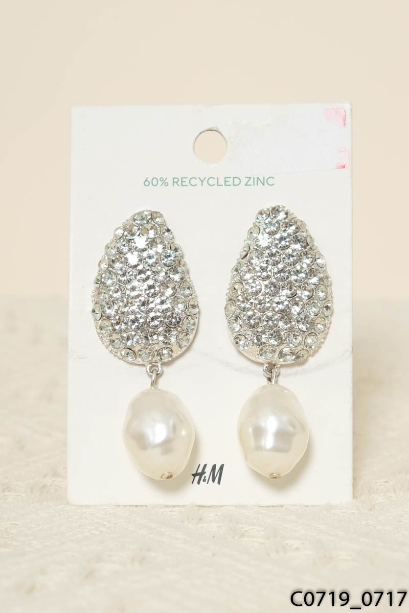 Khuyên tai giọt nước phối ngọc HM New Tags