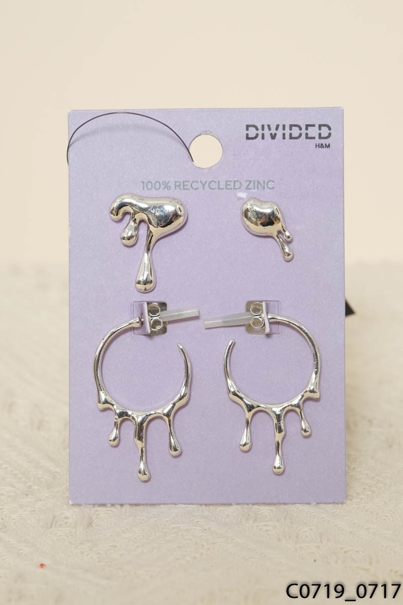 Set khuyên tai bạc kiểu tan chảy HM New Tags