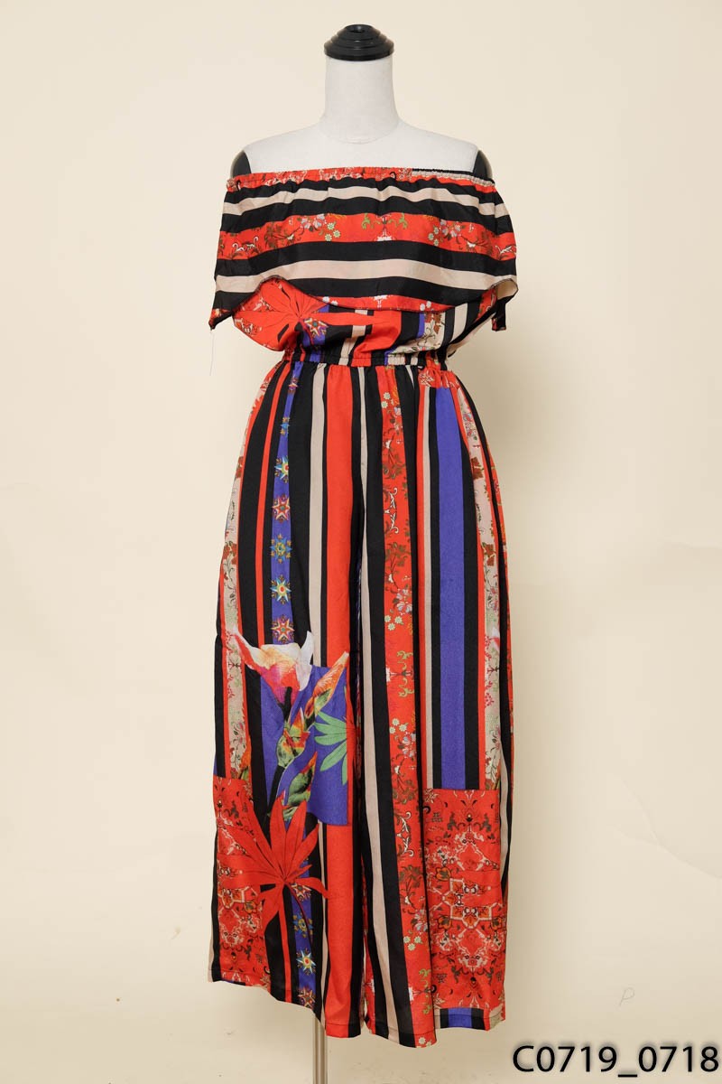 CATI CLOTHINGS-Jumpsuits họa tiết đen phối đỏ New Tags