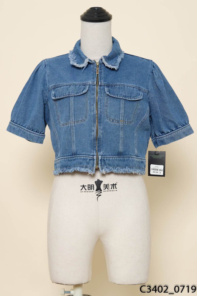 Áo crop jeans xanh
