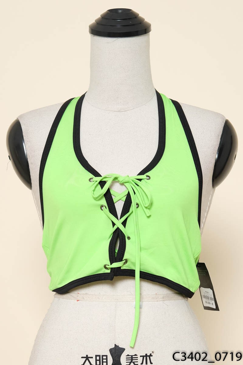 Áo xanh neon cổ yếm