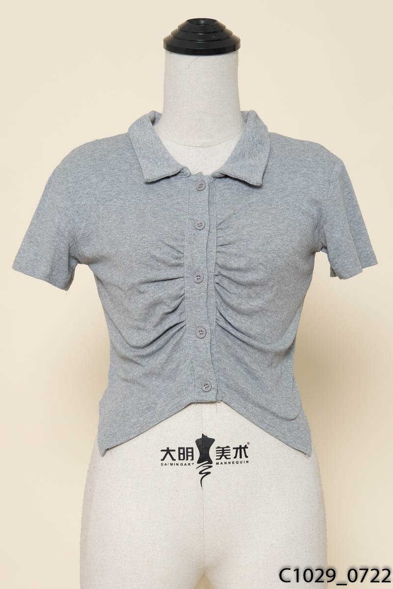 Áo kiểu xám xếp ly trước New Tags