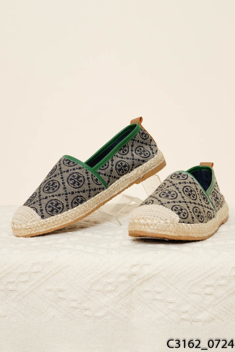 TORY BURCH-Giày nâu họa tiết xanh New Tags