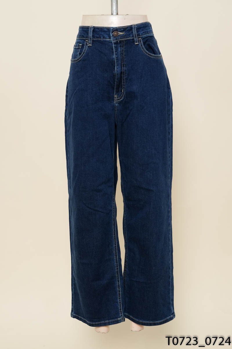 Quần jeans xanh ống đứng