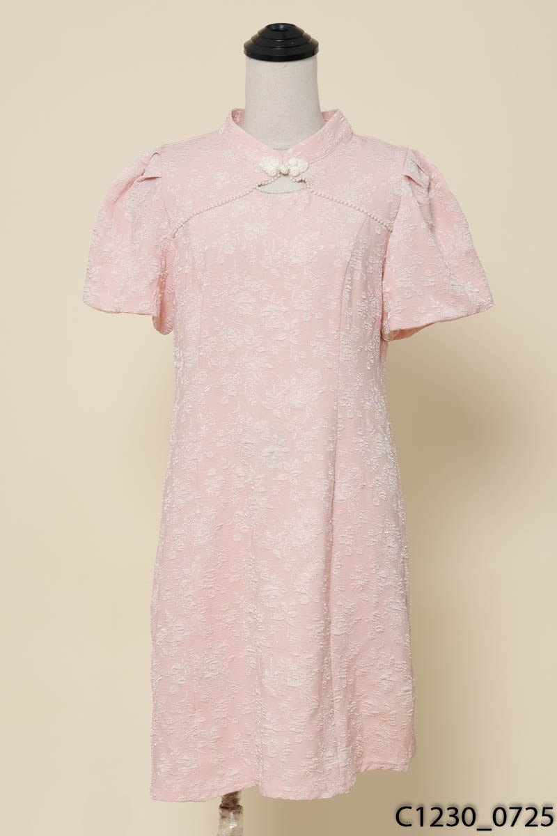 Đầm gấm hồng New Tags