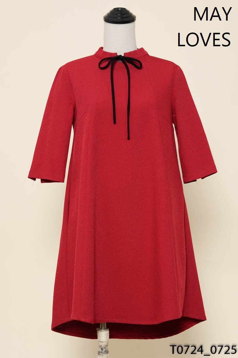 MAY LOVES-Đầm đỏ đô nơ cổ May Boutique