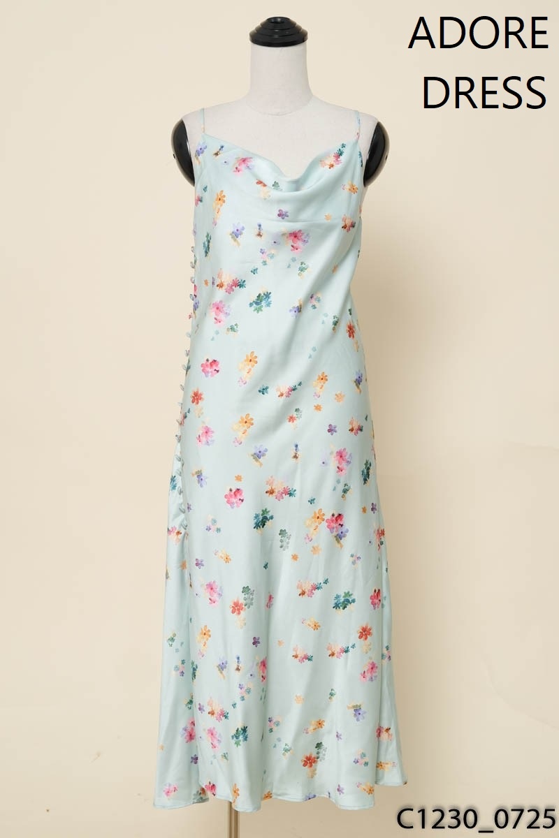 Đầm 2 dây lụa xanh hoa nhí Adore Dress New Tags