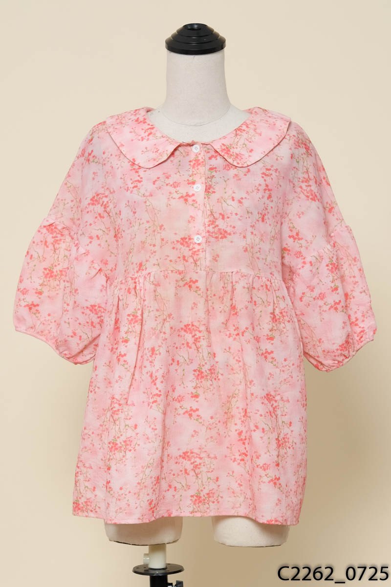 Áo babydoll hồng hoa nhí